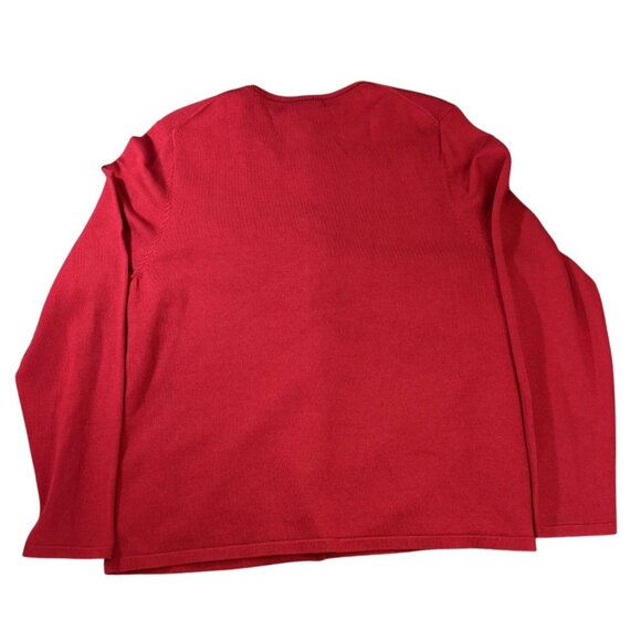 Pendleton Red Cardigan Sweater With Floral Embroidery Silk/Nylon Blend Lined - L - Picture 2 of 6